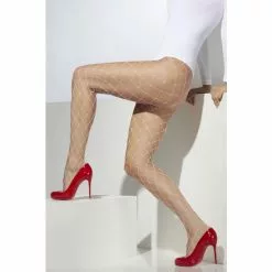 Tights - Diamond Net Full Length, White