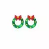 Earrings - Christmas Yule Wreath, Green -Deals Movie Characters Store 56397