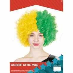 Wig - Afro, Aussie Green And Gold