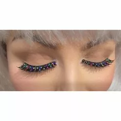 False Eyelashes - Black, Silver Dot Rainbow Tinsel