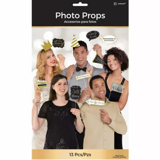 Photo Booth Props - Customisable Black/Gold -Deals Movie Characters Store photo booth props customisable blackgold